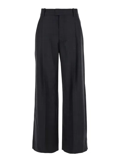 ISABEL MARANT ISABEL MARANT WOMEN 'ROMINA' GREY HIGH WAIST PANTS WITH CHECK MOTIF IN WOOL WOMAN