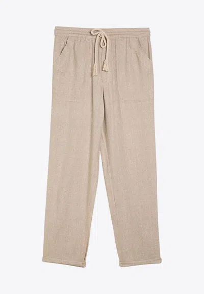 Isabel Marant Rope Drawstring Silk Pants In Beige