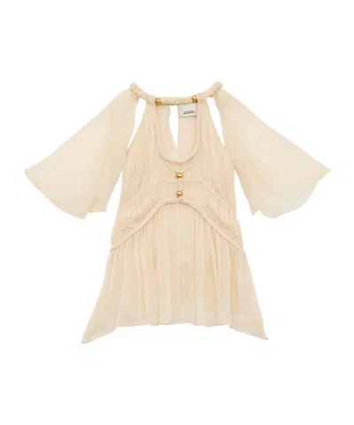 Isabel Marant Rosaline Gathered Silk Top In Ecru