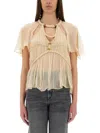 Isabel Marant Sheer Layered Ruffle Sleeve Top