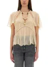 Isabel Marant Rosaline Cutout Pleated Chiffon Silk Top