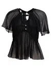 Isabel Marant Sheer Top Featuring Button Detail And Ruffled Hem