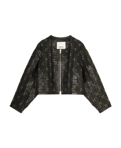 Isabel Marant Rosana Leather Jacket In Gray