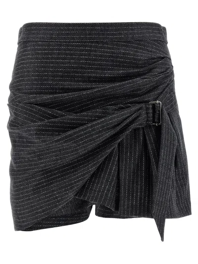 Isabel Marant Asymmetric Wrap Skirt Belted Detail In Gray