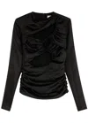 Isabel Marant Rose Draped Cut-out Silk-blend Top In Black