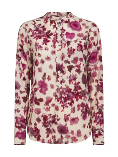 Isabel Marant Rose Floral Print Silk Blouse In Multi