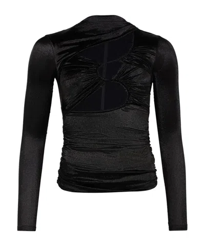 Isabel Marant Black Stretch Silk Blend Rose Top