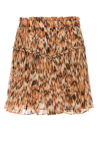 Isabel Marant Orange Roumi Printed Cotton Skirt In Multi