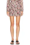 Isabel Marant Tiered Silk Skirt With Abstract Pattern In Pink