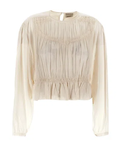 Isabel Marant Round Collar And Long-sleeved T-shirt In Nude