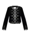 Isabel Marant Hady Embroidered Velvet Jacket In Black