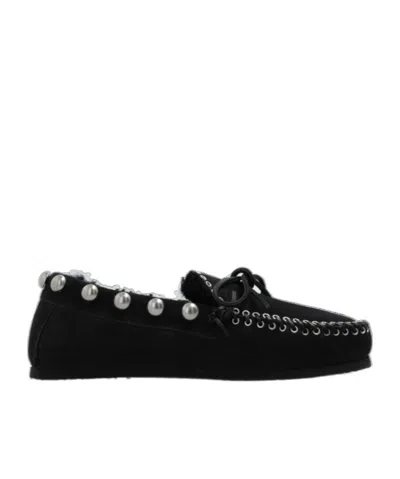 Isabel Marant Fitza Loafers Bow Studs Flat Sole In Black
