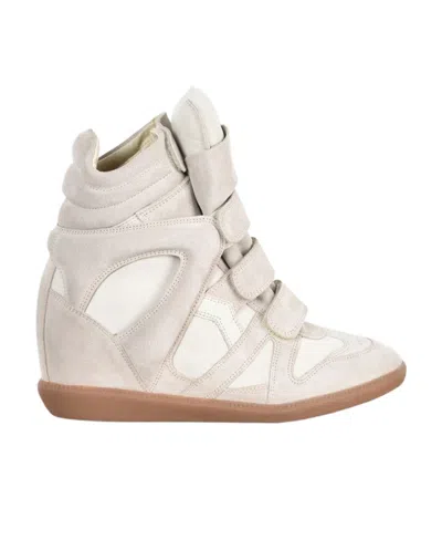Isabel Marant Bekett Leather-trimmed Suede High-top Wedge Sneakers In Pink