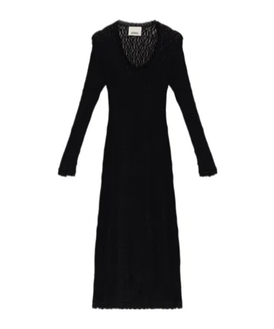 Isabel Marant Round Neck Long Sleeve Dress In Black