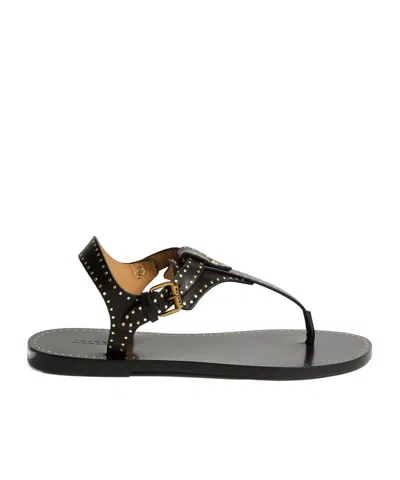 Isabel Marant Flat Thong Sandals With Metallic Studs In Black