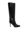Isabel Marant Ieva Button 90 Leather Knee-high Boots In Black
