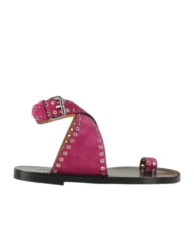 Isabel Marant Round-toe Buckle Suede Sandals In Multi