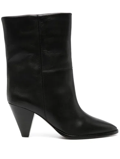 Isabel Marant Calf Leather Slip-on Boots In Black