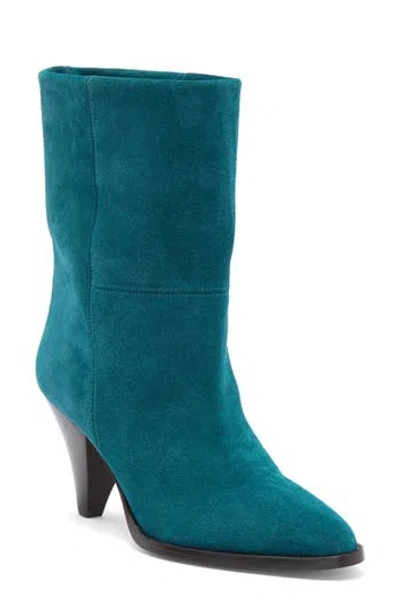 Isabel Marant Rouxa Low Heels Ankle Boots In Petroleum Suede In Blue