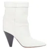 Isabel Marant Rouxa Off Leather Cone Heel Boots In White