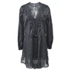 Isabel Marant Rowina Mini Dress In Black Ramie In Blue