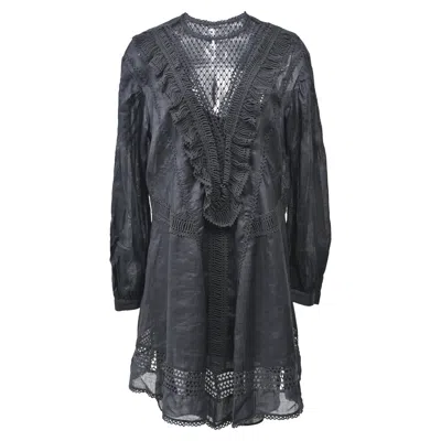 Isabel Marant Rowina Mini Dress In Black Ramie In Blue