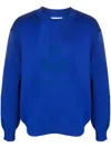 Isabel Marant Logo-jacquard Fine-knit Sweatshirt In Navy Blue