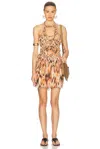Isabel Marant Flared Cotton Dress With Abstract Pattern Print In Orange