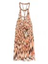 Isabel Marant Flared Cotton Dress With Abstract Pattern Print In Orange