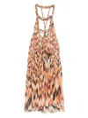 Isabel Marant Flared Cotton Dress With Abstract Pattern Print In Orange