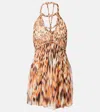Isabel Marant Flared Cotton Dress With Abstract Pattern Print In Multicoloured