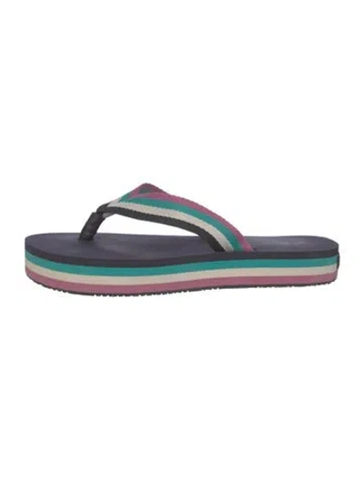 Pre-owned Isabel Marant Rubber Striped Flip Flops In Blue