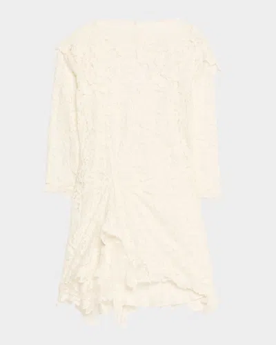 Isabel Marant Rubiana Gathered Lace 3/4-sleeve Mini Dress In White