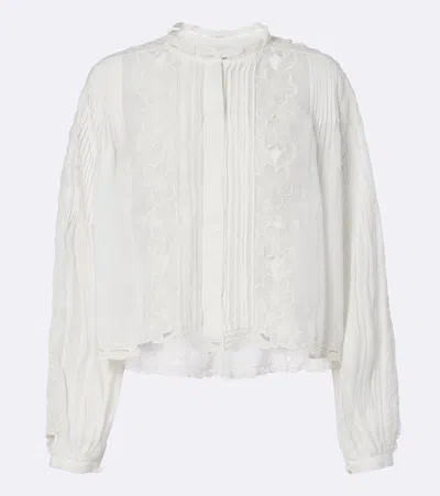 Isabel Marant Rubra Broderie Anglaise Ramie Blouse In White