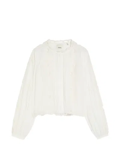 Isabel Marant Rubra Broderie-anglaise Pintuck-detail Shirt In Neutral