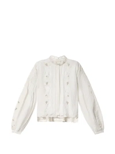 Isabel Marant Rubra Broderie-anglaise Pintuck-detail Shirt In Neutral