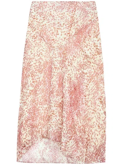 Isabel Marant Ruby Red And White Abstract Lisanne Midi Skirt In Pink