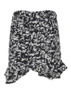 Isabel Marant Ruched Black Skirt With Ruffled Hem In Black