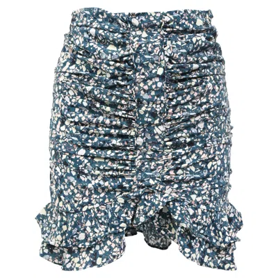 Isabel Marant Ruched Floral Mini Skirt In Blue Polyester