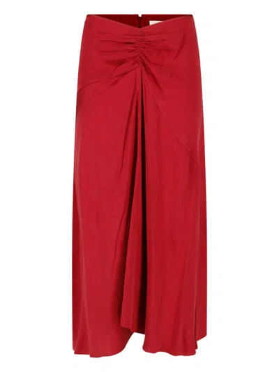 Isabel Marant Ruched High-waist Maxi Skirt In Red