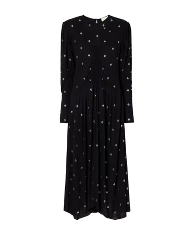Isabel Marant Mazia Embellished Ruched Jersey Midi Dress In Black