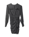 Isabel Marant Ruched Long-sleeve Mini Dress In Black Polyester In Grey