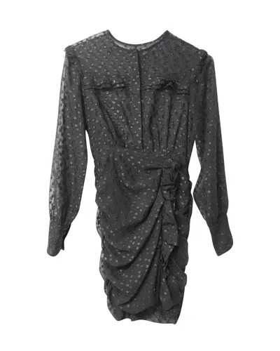 Isabel Marant Ruched Long-sleeve Mini Dress In Black Polyester In Grey