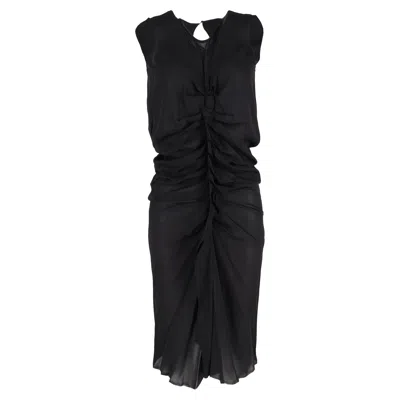 Isabel Marant Ruched Midi Dress In Black Silk
