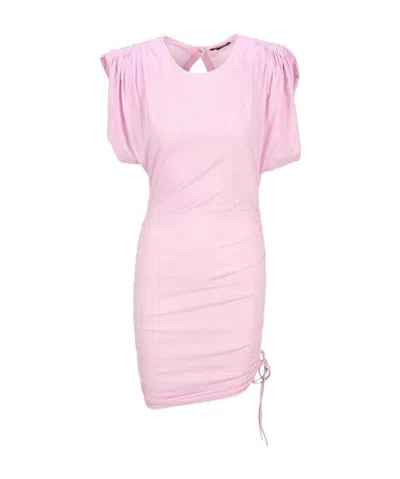 Isabel Marant Ruched Open-back Mini Dress In Pink