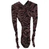 Isabel Marant Ruched Paisley Print Mini Dress In Purple Viscose In Red