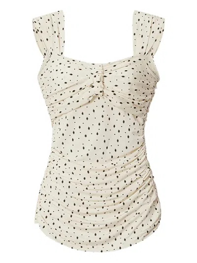 Isabel Marant Ruched Polka-dot Top In Multi