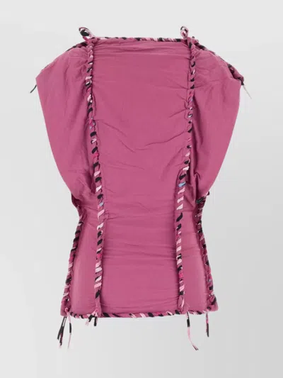 ISABEL MARANT RUCHED SLEEVELESS TEXTURED TIE TOP
