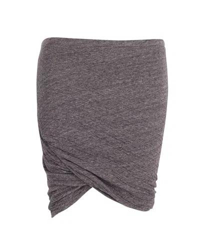 Isabel Marant Ruched Wrap Mini Skirt In Grey Cotton