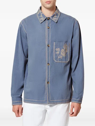 Isabel Marant Rudy Embroidered Shirt Jacket In Blue